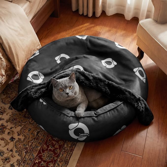PETNOVO Dog & Cat Bed with Blanket – Removable Cover, Reversible Cushion - Image 9