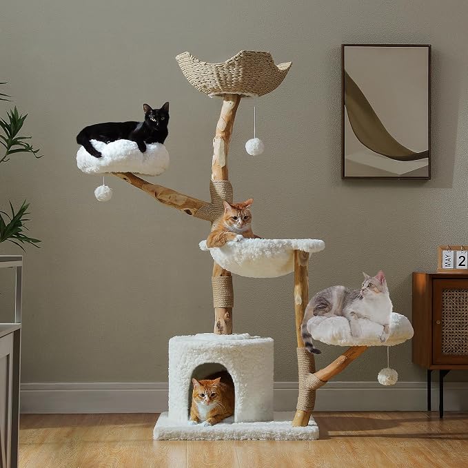 PAWZ Road Cat Tree for Indoor Cats Large Adults, 59 Inches Modern Cat Tower by PAWZRoad