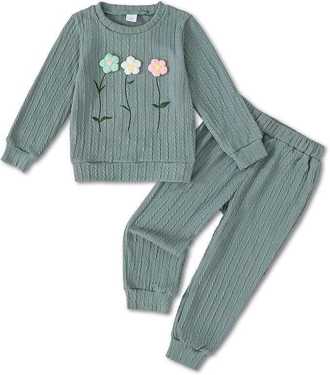 Jecson Toddler Girl Fall Clothes: Soft Outfits Set Embroidered Knit Top & by WarmthLoveinStitches