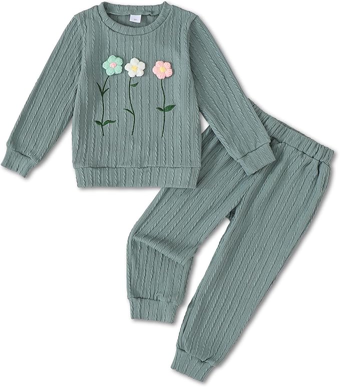 Jecson Toddler Girl Fall Clothes: Soft Outfits Set Embroidered Knit Top & by WarmthLoveinStitches