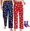 Custom Pajama Pants for Women Men, Personalized 67 Name Photo PJ Family Six by Artsadd