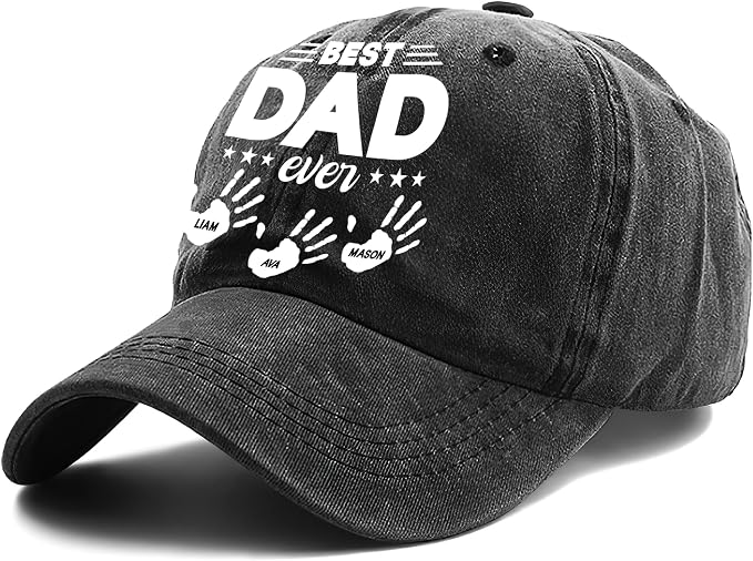 Personalized Vintage Washed Denim Dad Hat, Custom Baseball Cap - Image 2