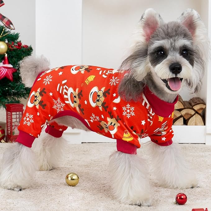 XPUDAC 4 Pack Christmas Dog Pajamas Comfy Dog Clothes - Image 2