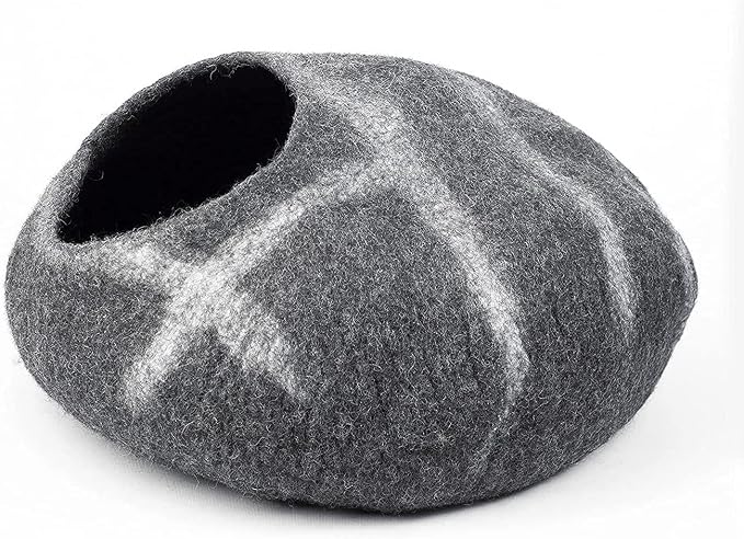 Woolygon Premium Felt Cat Cave Bed – Wool Kitty Beds Handcrafted Kitten Caves - Image 9
