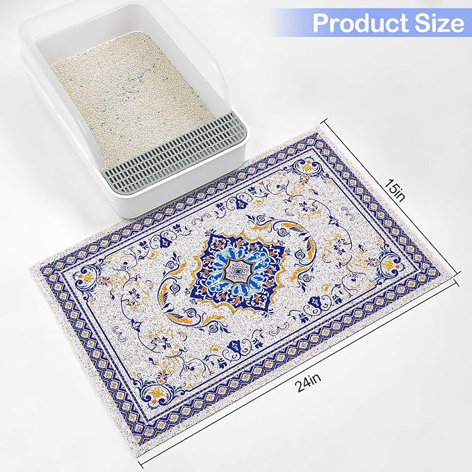 Glittme Cat Litter Mat with Non-Slip Bottom Litter Box Mat 24"x15" Litter - Image 4