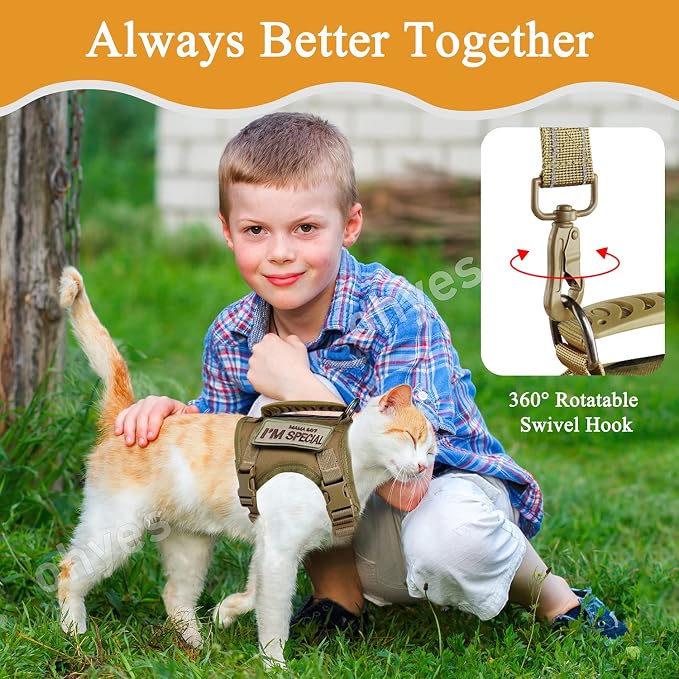 Tactical Cat Harness for Walking Escape Proof, Soft Mesh Adjustable Pet Vest - Image 3