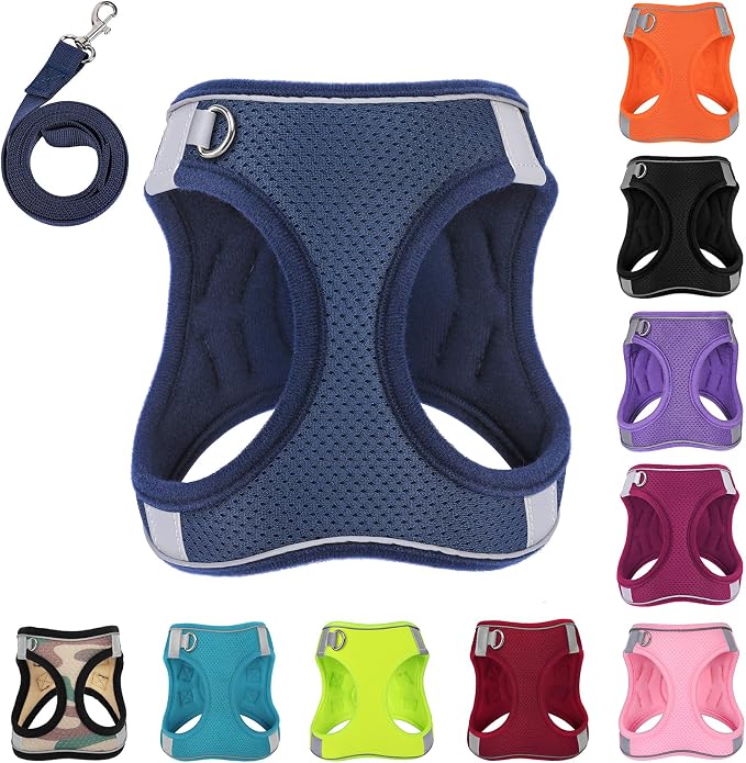 Dog Harness with Leash Set, No-Pull Step-in Reflective Pet Harness with 1 Leash by PWOD
