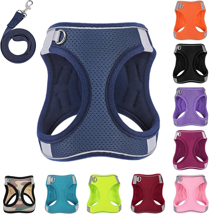 Dog Harness with Leash Set, No-Pull Step-in Reflective Pet Harness with 1 Leash by PWOD