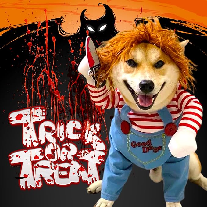 Pet Deadly Doll Dog Costume, Novelty Halloween Christmas Costumes Funny Dog - Image 3