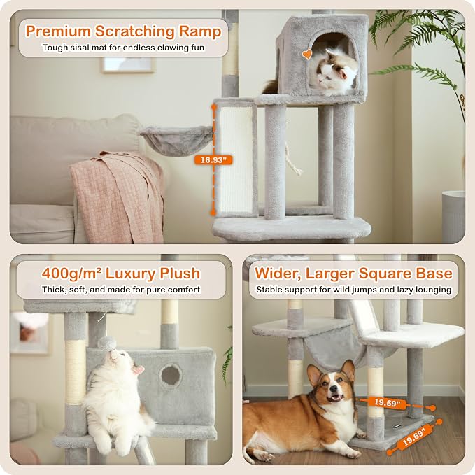 Ouritsu Cat Tree, 61 inch Tall Cat Tower - Image 5