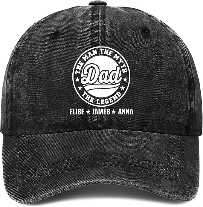 Personalized Vintage Washed Denim Dad Hat, Custom Baseball Cap by Lallamotion