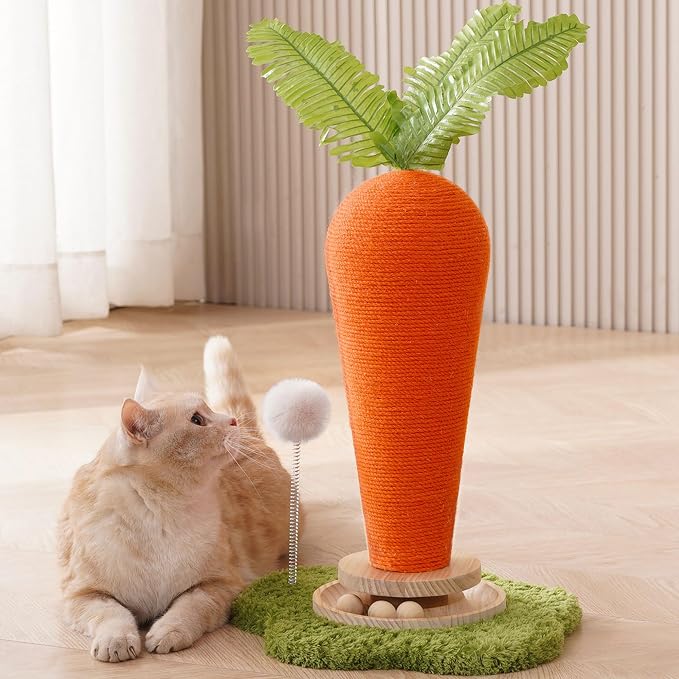 Cute Cat Scratching Post, Carrot Cat Scratcher Post - Image 2
