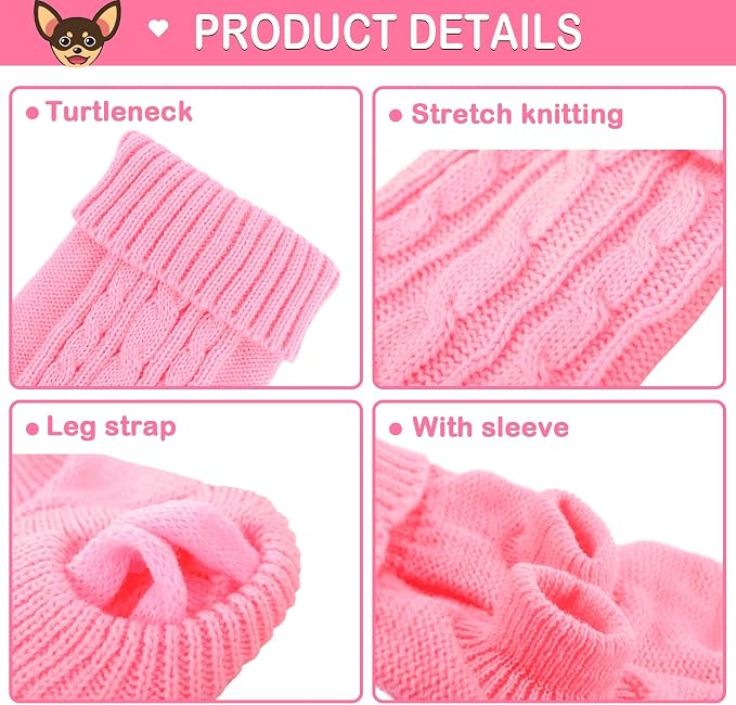 2 Pack Dog Sweaters for Small Dogs, Chihuahua Yorkie Sweater, Dog Clothes for - Image 4