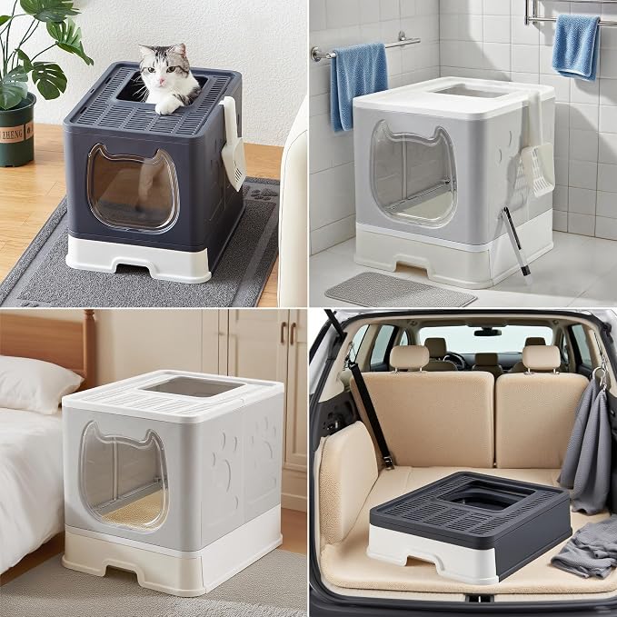 Gefryco Cat Litter Box with Lid, Top Entry Kitten Litter Box with Controlled - Image 7