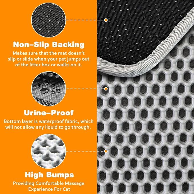 Waterproof Cat Litter Mat, Double Layer EVA, Odor-Free Large Grid, Urine Proof - Image 4