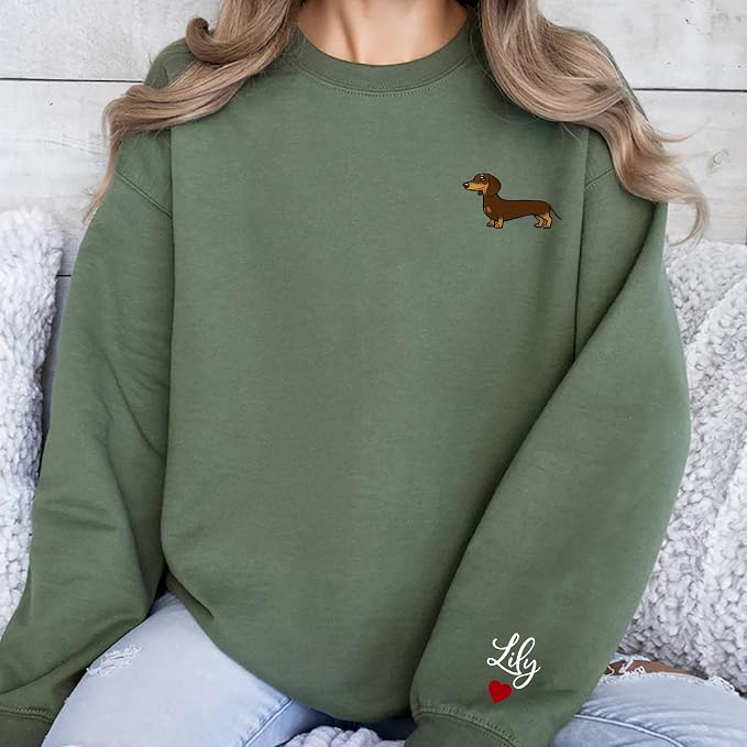 Customized Dachshund Crewneck, Custom Dog Pullover, Personalized Sausage Dog - Image 3