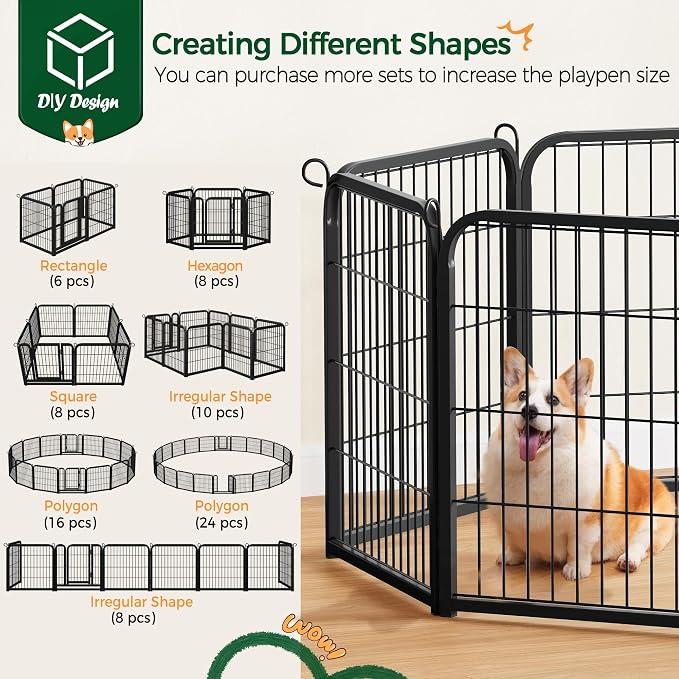 Yaheetech Dog Playpen Outdoor, 24 inch 8 Panels Dog Pen Indoor Heavy Duty Puppy - Image 7
