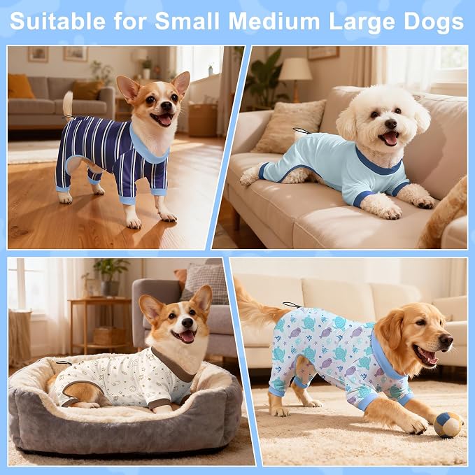 Bienbee Dog Pajamas, 4 Pack Dog Recovery Suit Shedding Suit Cute Soft Puppy - Image 3