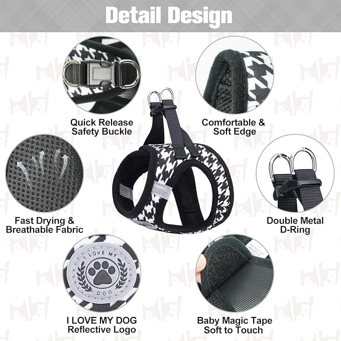 BEAUTYZOO Small Dog Harness and Leash Set, Step in No Choke No Pull Soft Mesh - Image 3