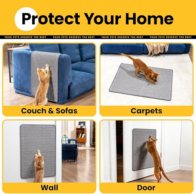 Extra Large Cat Scratcher Mat, Natural Sisal Cat Scratching Pad - Image 2
