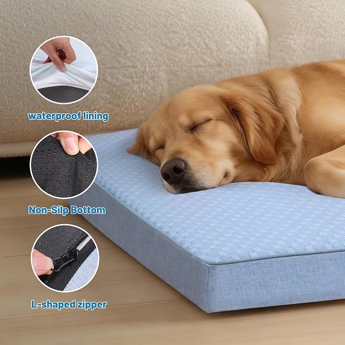 Cooling Dog Bed for Large Dogs, Orthopedic Memory Foam Pet Bed for Crate - Image 5