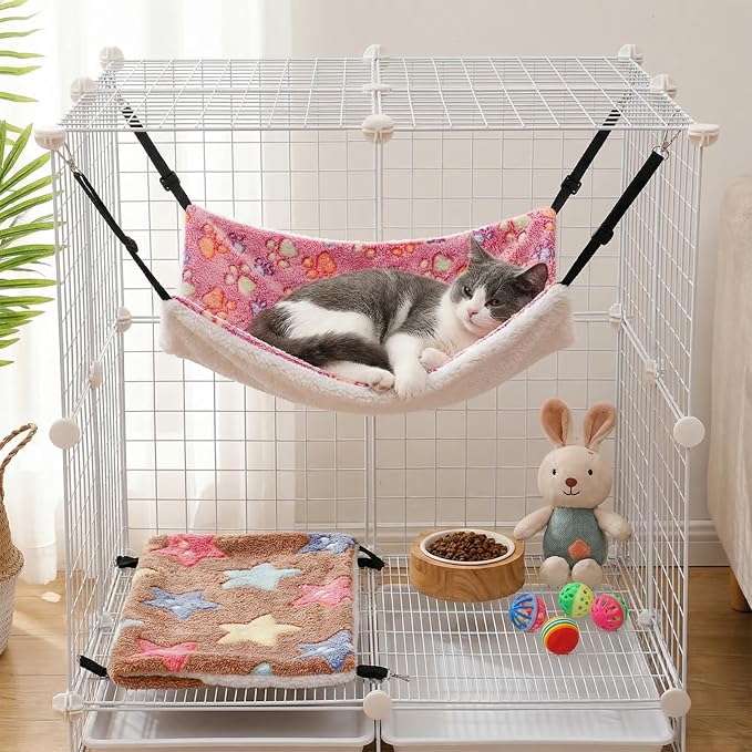 6 Pieces Cat Hammock for Cage, Reversible Soft Pet Hanging Bed - Image 5