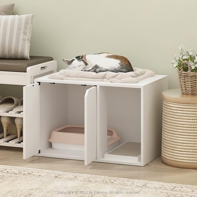 Furinno Peli Litter Box Enclosure, Solid White - Image 2