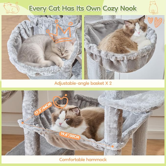 Taoqimiao 72 Inch Cat Tree, XXL Cat Tower - Image 6