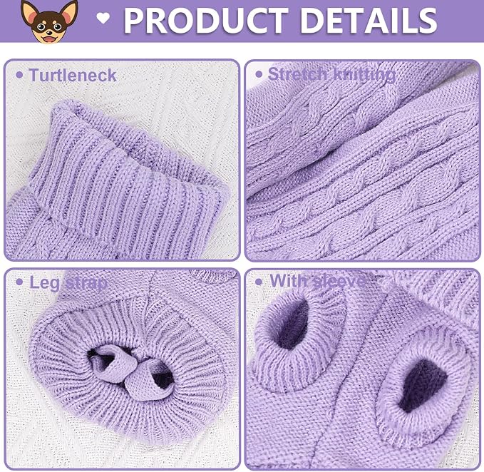 2 Pack Dog Sweaters for Small Dogs, Chihuahua Yorkie Sweater, Puppy Clothes - Image 5