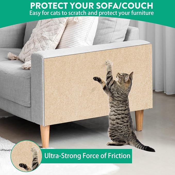 Trimmable Cat Scratcher Mat, 39.4"x15.8" Self-Adhesive Cat Scratching Carpet - Image 7