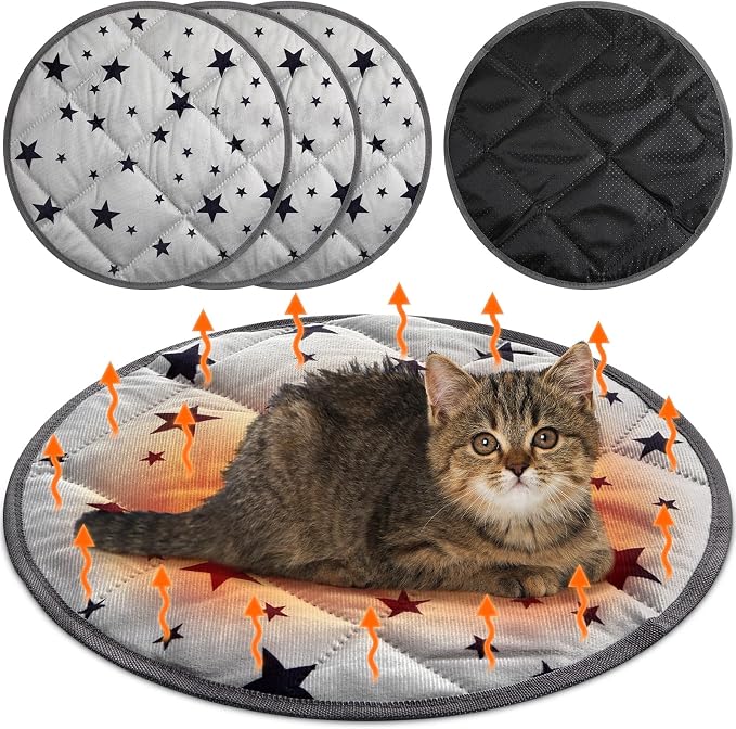 Namalu 4 Pack Self Warming Cat Bed Self Heating Cat Mat Star Pattern Soft Dog by Namalu
