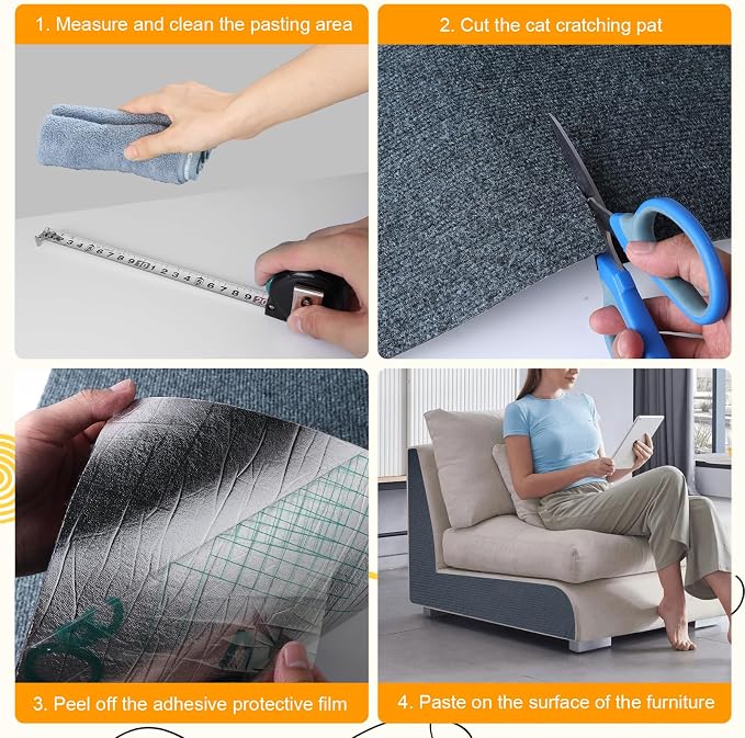Cat Scratching Mat Self-Adhesive, 157.5'' x 15.8'' Trimmable Cat Scratch Pads - Image 6