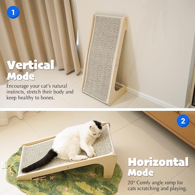 PETKARAY Sisal Cat Scratcher Ramp, L Shaped Scratching Post and Scratch Pad - Image 2