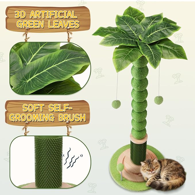 41'' Tall Cat Scratching Post, 3.8'' Diameter Sisal Rope Scratcher Ball - Image 5