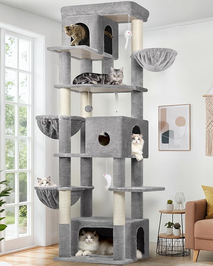 Globlazer Large Cat Tree, 80 inch Multi-Level Tall Climbing Tower Kitty Condos by Globlazer