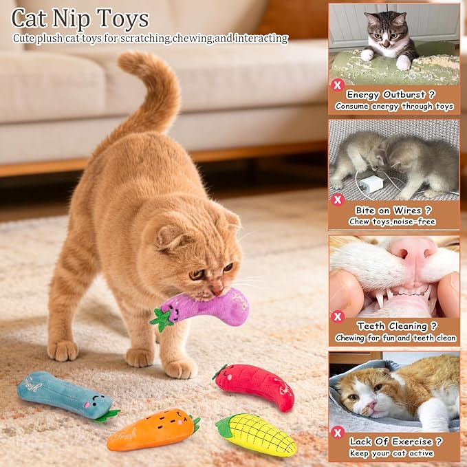 Catnip Cat Toys, 5 Pack, Plush Cat Nip Toys - Image 3