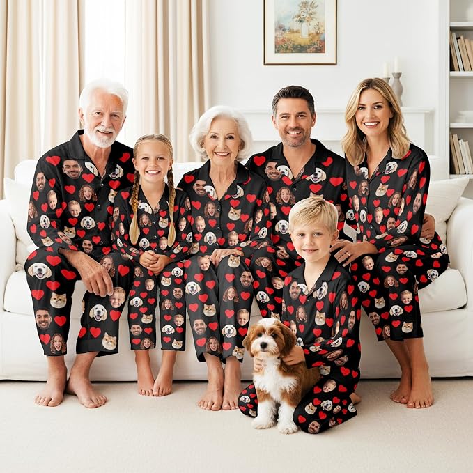 Artsadd Custom Pajamas for Women Men Family, Personalized Face Pjs Pajama Pants - Image 2