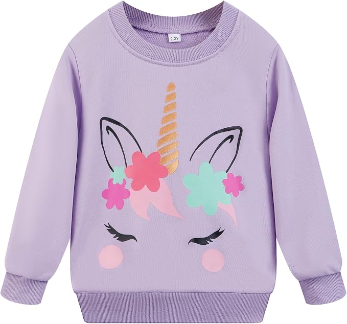 Little Girls Unicorn Outfits 2 Piece Kids Ruffle Sleeve Sweatshirt + Leggings - Image 5