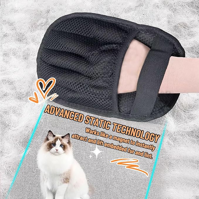 Pet Hair Removal Glove for Cats & Dogs, Upgraded Five-Finger Electrostatic Pet - Image 6