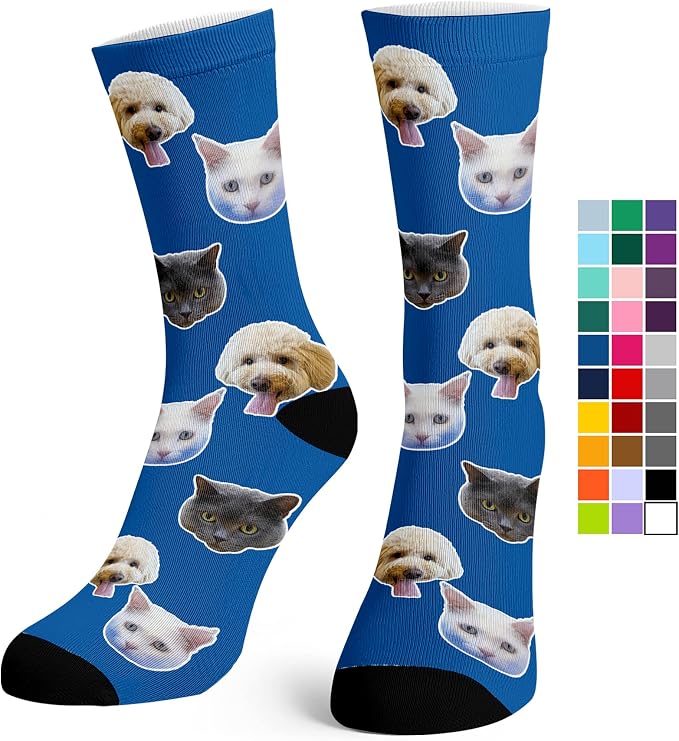 Artsadd Custom Face Socks for Women Men Cat Dog Lovers, Customized Unisex Funny by Artsadd