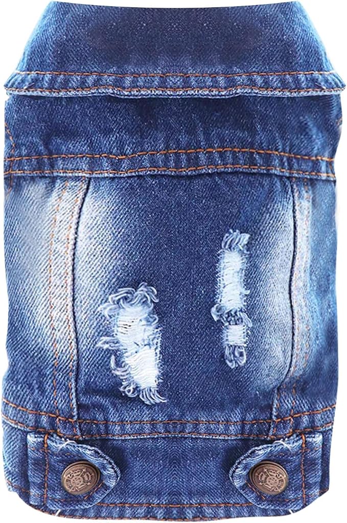 Cool Dog Jean Jacket Small Puppy Outfits Frenchie Clothes Denim Coats by DOGGYZSTYLE