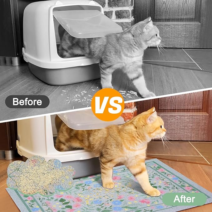 Glittme Cat Litter Mat with Non-Slip Bottom Litter Box Mat 24"X15" Litter - Image 3