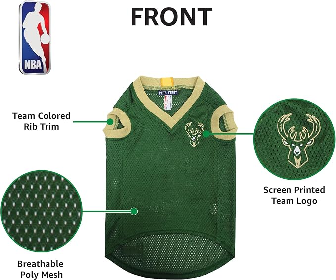 Pets First NBA MILWAUKEE BUCKS DOG Jersey, X-Small - Image 5