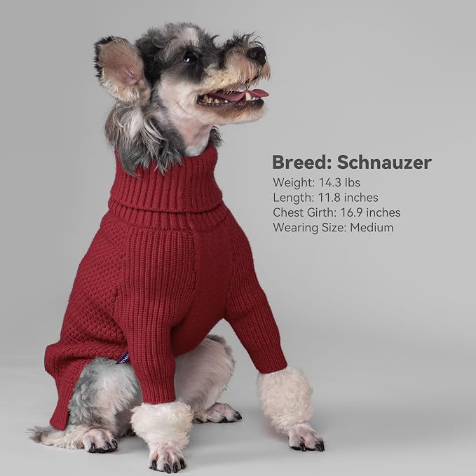 cyeollo Small Dog Christmas Sweater Warm Turtleneck Knitted Pet Winter Dog - Image 7