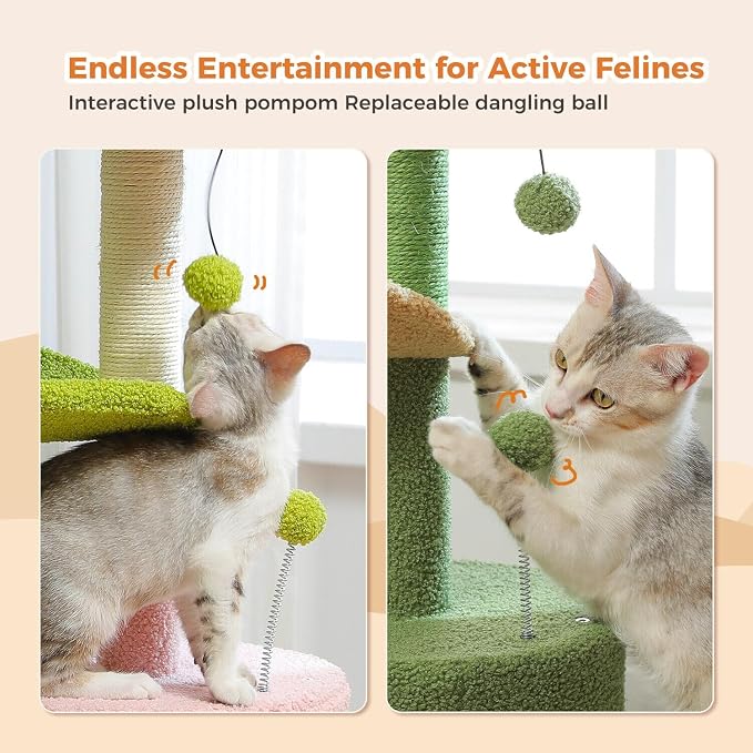 PAWZ Road Cactus Cat Tree Small Cat Tower 32” Cat Scratching Post - Image 5