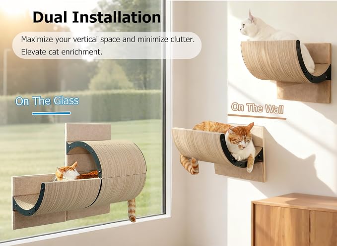 Cat Window Perch with Scratching Bed, Versatile Climbing Shelves Mounted by - Image 3
