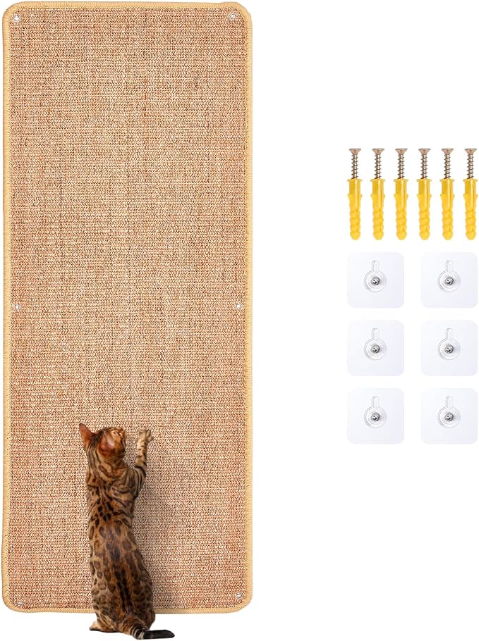 Natural Sisal Cat Scratcher Mat, Wall Scratcher Carpet, Cat Climbing Wall by Uranshin