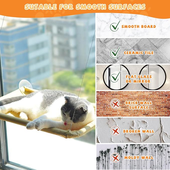 4 Pieces Cat Window Perch Suction Cup, Powerful Cat Window Bed Seat Replacement - Image 7