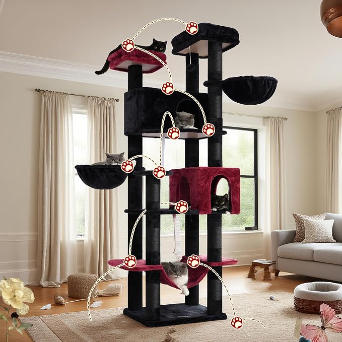 Tall Cat Tree, Large Cat Tower for Adult Cats, 80.7'' Heavy-Duty Cat Tree House - Image 8