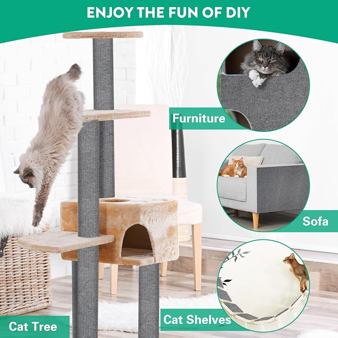 Trimmable Cat Scratcher Mat 2PCS, 78.7"x15.8" Self-Adhesive Scratching Carpet - Image 6